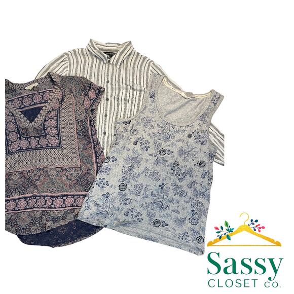 Lucky Brand Tops - Bundle Small Tops Lucky Brand Striped Floral Blue 3-Piece Lot EUC